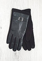 Трикотажные мужские перчатки с эко кожей, оптом