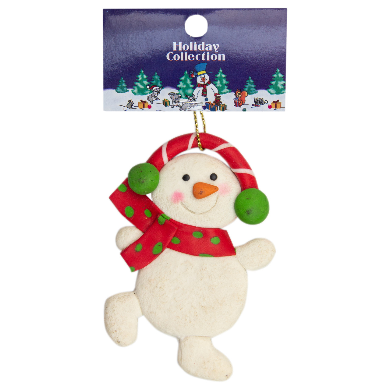 Ялинкова іграшка Сніговик в навушниках, 9 см, білий, пластик, декоративна новорічна фігурка (001361-8), фото 1