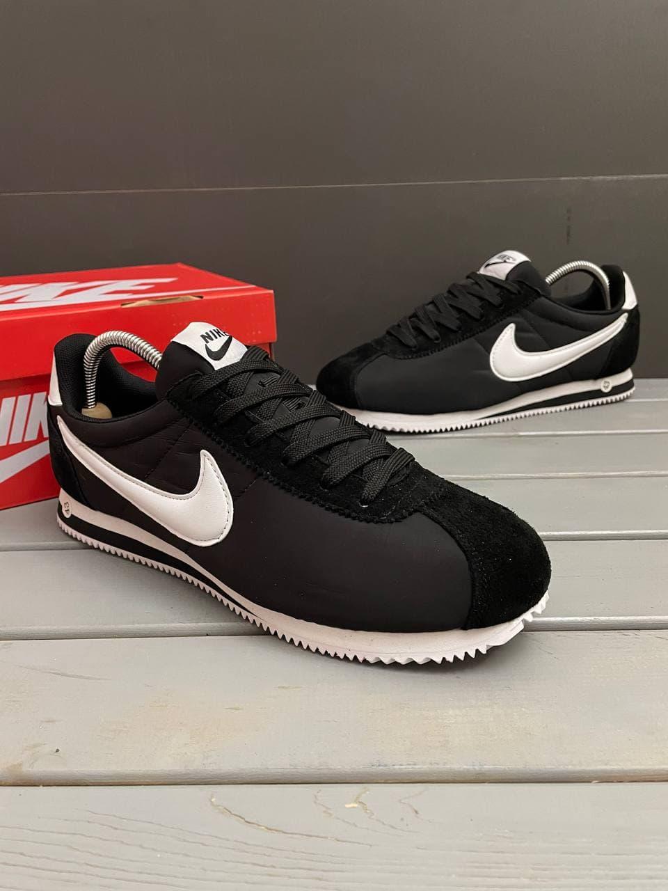 Купить Кроссовки мужские Nike Cortez Найк Кортез Черные с белым весна ...