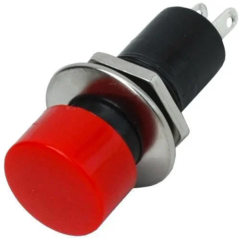 Кнопка PBS-16А без фіксації OFF-(ON) TCOM, 2pin, 1 А, 250V, червона, фото 1