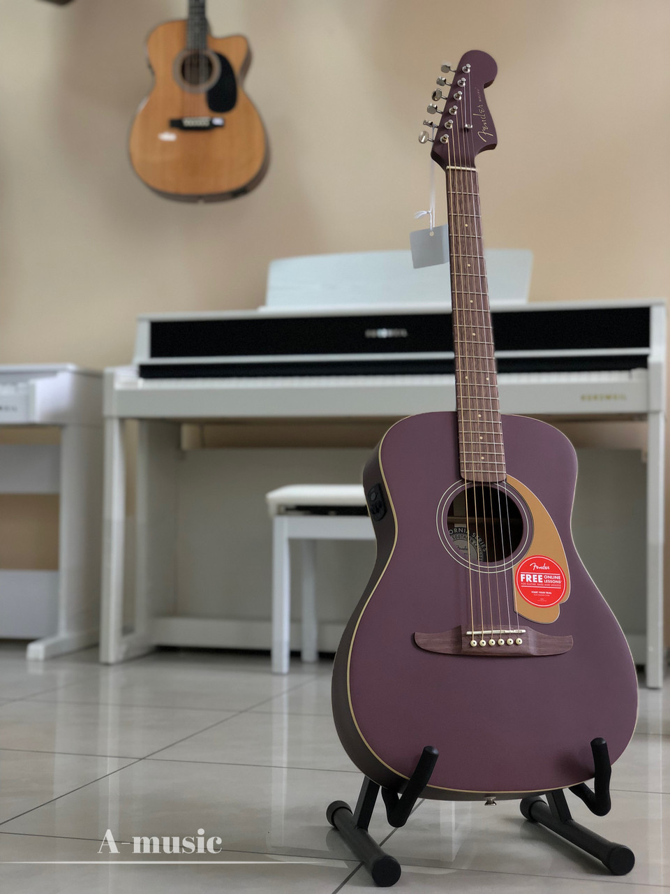 Гітара електроакустична FENDER MALIBU PLAYER BURGUNDY SATIN