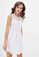 Женское коктейльное мини-платье с гипюром L, Белый