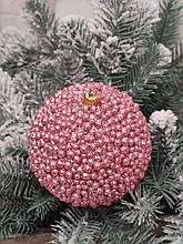 Куля новорічна пластикова на ялинку, рожевий d-11 см