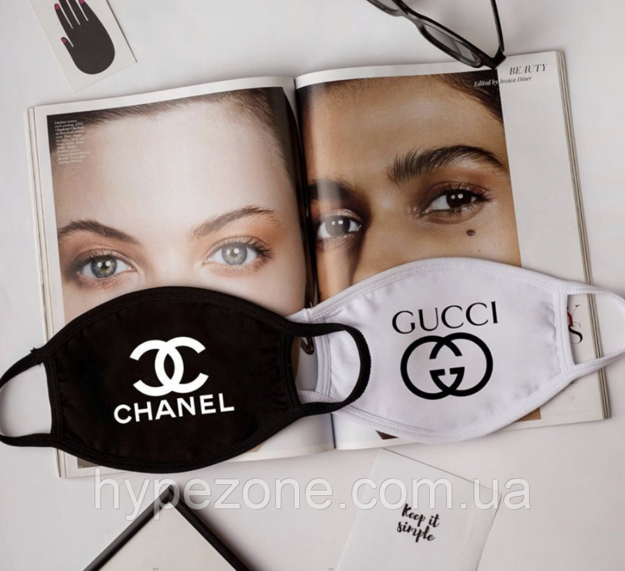 Захисна маска Gucci Chanel багаторазова бавовняна Маска з логотипом Гуччі Шанель трикотажна чоловіча, жіноча