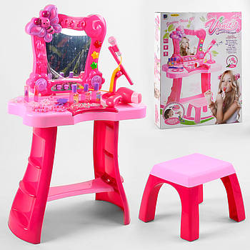 Трюмо дитяче зі стільчиком і мікрофоном Vanity Singing With Me 661-123 фен на батарейках, 13 аксесс