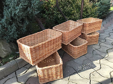 Плетений лоток з фанерним дном 45х25х20