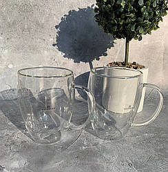 Набір скляних чашок із подвійними стінками 2 штуки 350 мл Edenberg EB-19543