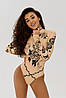 Боді злитий купальник з ефектом тату Bona Fide Body Tattoo "Beige" M бежевий, фото 6