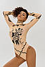 Боді злитий купальник з ефектом тату Bona Fide Body Tattoo "Beige" M бежевий, фото 8