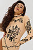 Боді злитий купальник з ефектом тату Bona Fide Body Tattoo "Beige" M бежевий, фото 9