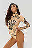 Боді злитий купальник з ефектом тату Bona Fide Body Tattoo "Beige" M бежевий, фото 10