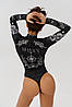 Боді злитий купальник з ефектом тату Bona Fide Body Tattoo "Black" XS чорний, фото 5