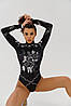 Боді злитий купальник з ефектом тату Bona Fide Body Tattoo "Black" XS чорний, фото 6