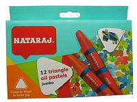 Карандаши цветные 12шт пастель Nataraj треугольные масляные 90мм 209760002