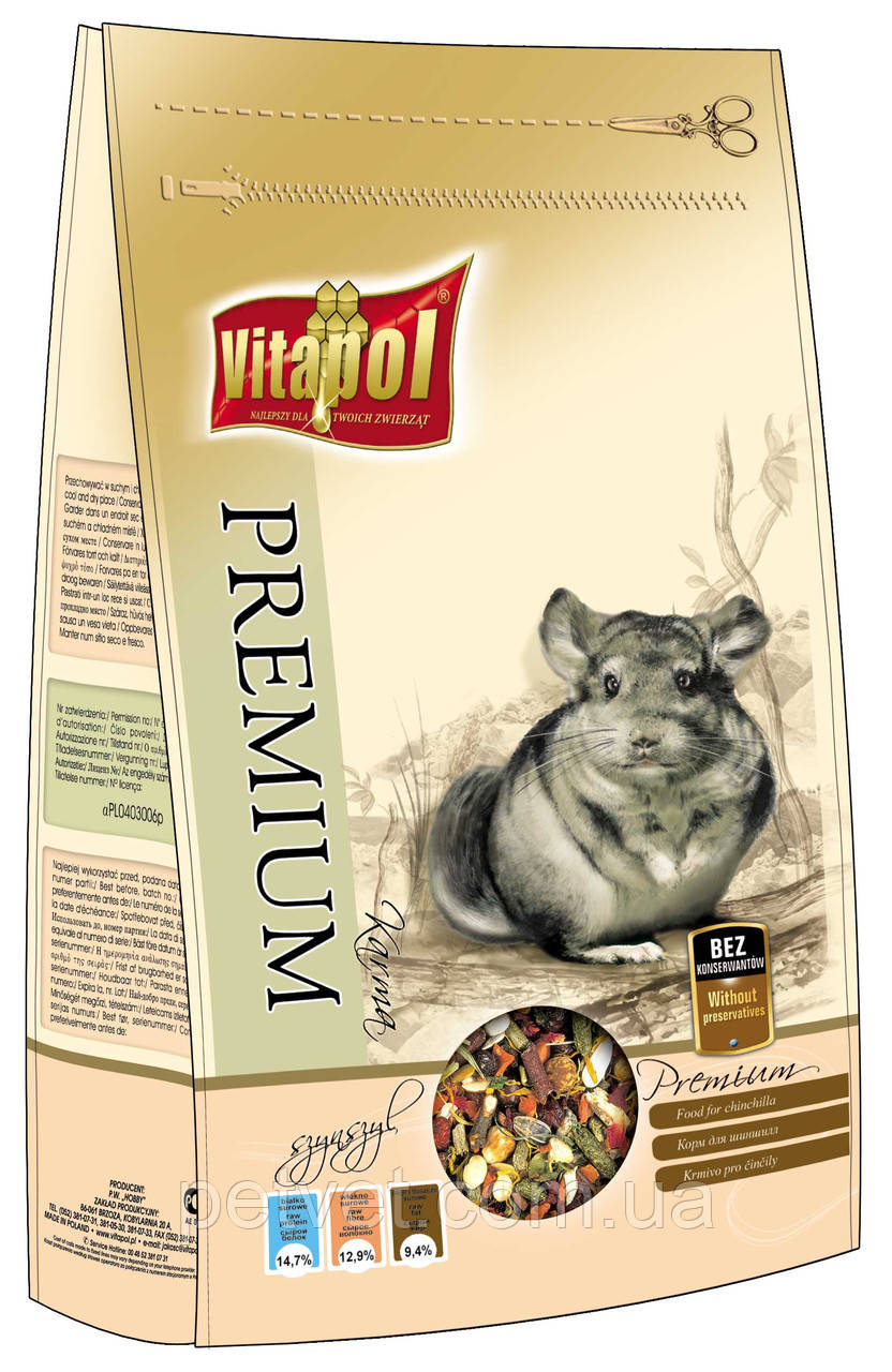 Корм для шиншил Vitapol Premium 750 г., фото 1
