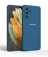Силіконовий чохол із мікрофіброю для Samsung Galaxy A32 синій тонкий матовий