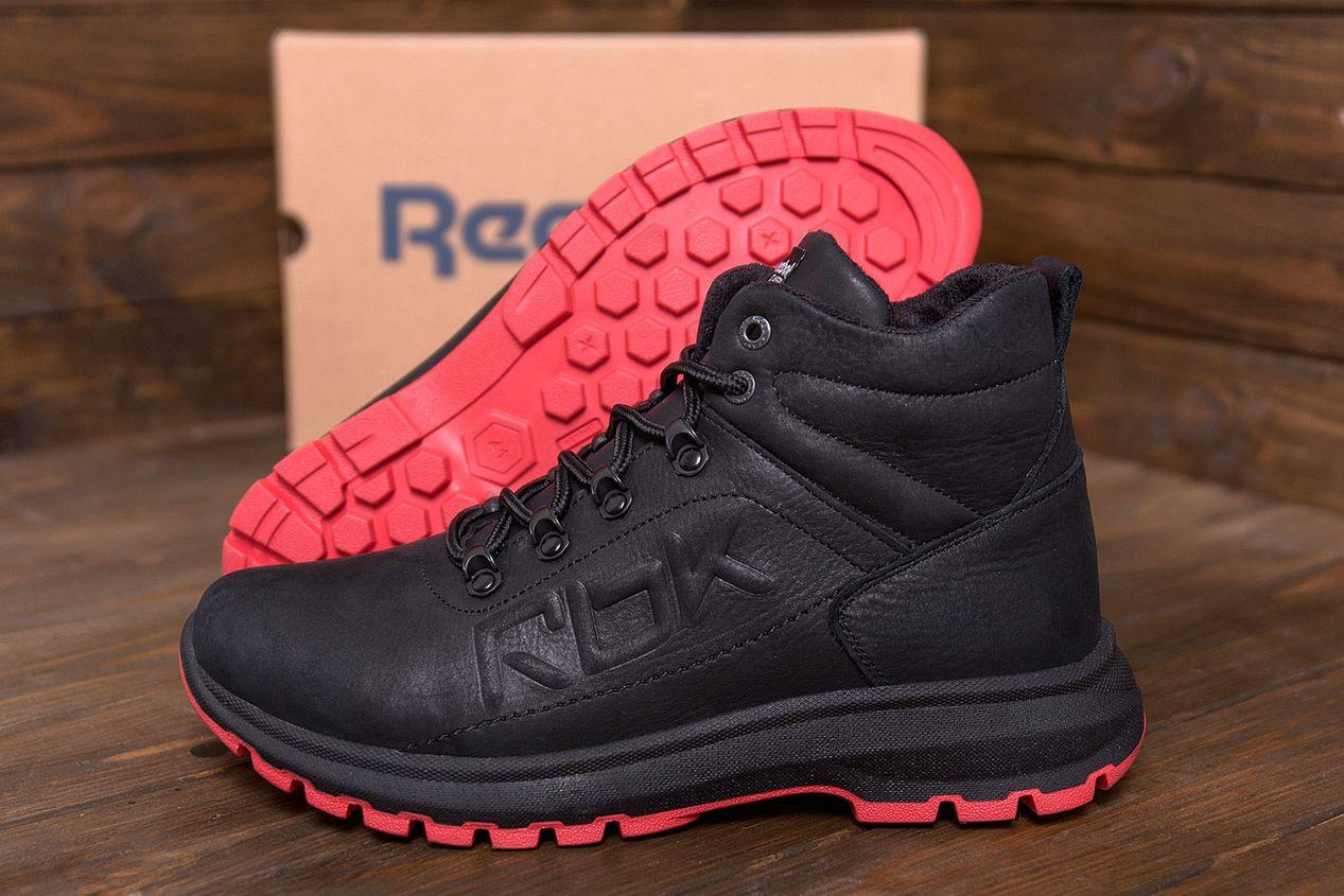 Чорні зимові кросівки шкіряні чоловічі reebok з хутром