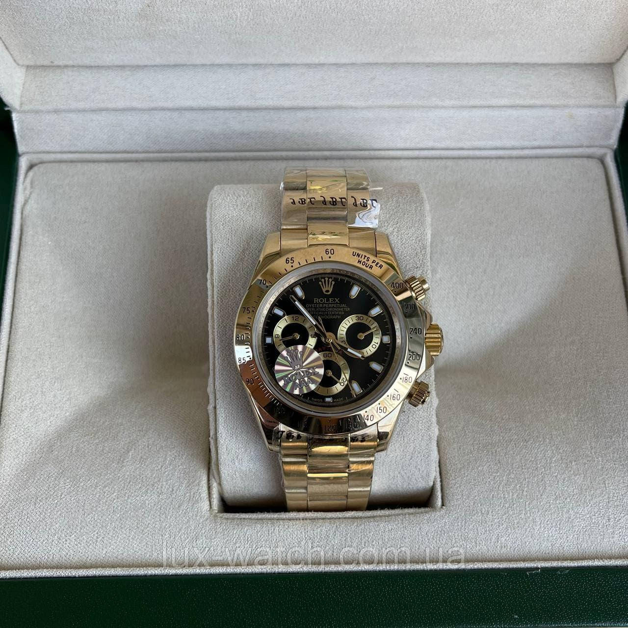 Годинник наручний Rolex Cosmograph Daytona Gold-Black преміального AAA класу