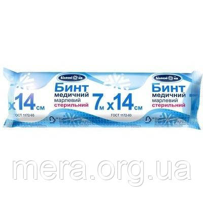Бинт стерильний ТМ «Білосніжка», розмір: 7 м. x 14 см.