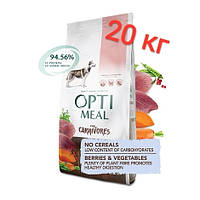 Optimeal Оптимил Оптіміл for Carnivores Duck & Vegetables Сухой беззерновой корм для собак Утка и овощи 20 кг