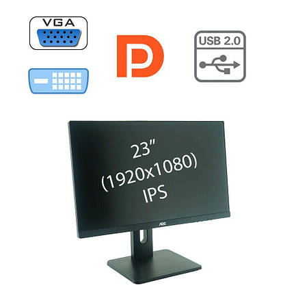 Монітор AOC I2375PQU / 23" (1920x1080) IPS / 1x VGA, 1x DVI, 1x DP, 1x HDMI, 1x USB, фото 2