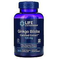 Натуральная добавка Life Extension Ginkgo Biloba Certified Extract 120 mg, 365 вегакапсул