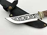 Ніж ручної роботи для полювання та риболовлі туристичний «Кабан» 95х18 #2 з шкіряними піхвами нескладною, фото 4
