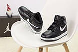 Кросівки жіночі/чоловічі зимові з хутром високі Nike Air Jordan "Чорні з білим знаком р.36-39;45, фото 6