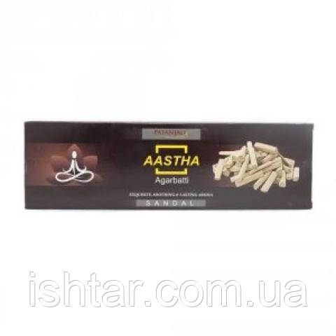 Схвалення з ароматом Сандалу, 20 г, Патандджі; Aastha Agarbatti Sanda, фото 1