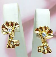 Сережки булатні з англійської застібкою. Колір: позолота з лимонним відтінком. Діаметр сережки: 2 див.