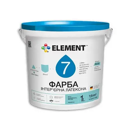 Акрилова інтер'єрна фарба Element 7 шовковисто-матова 1л, фото 1