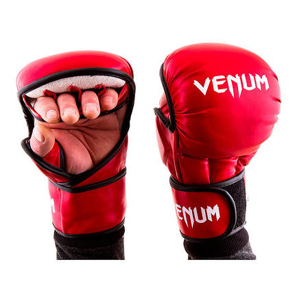 Рукавички для єдиноборств червоні Venum MMA, фото 2