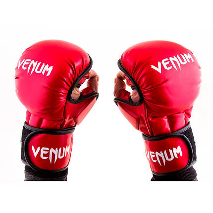 Рукавички для єдиноборств червоні Venum MMA, фото 2