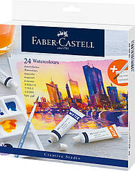 Акварель художня Faber-Castell Watercolours 24 кольори в тубах по 9 мл + палітра та пензлик, 169624