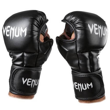 Рукавички для єдиноборств чорні Venum MMA, фото 2