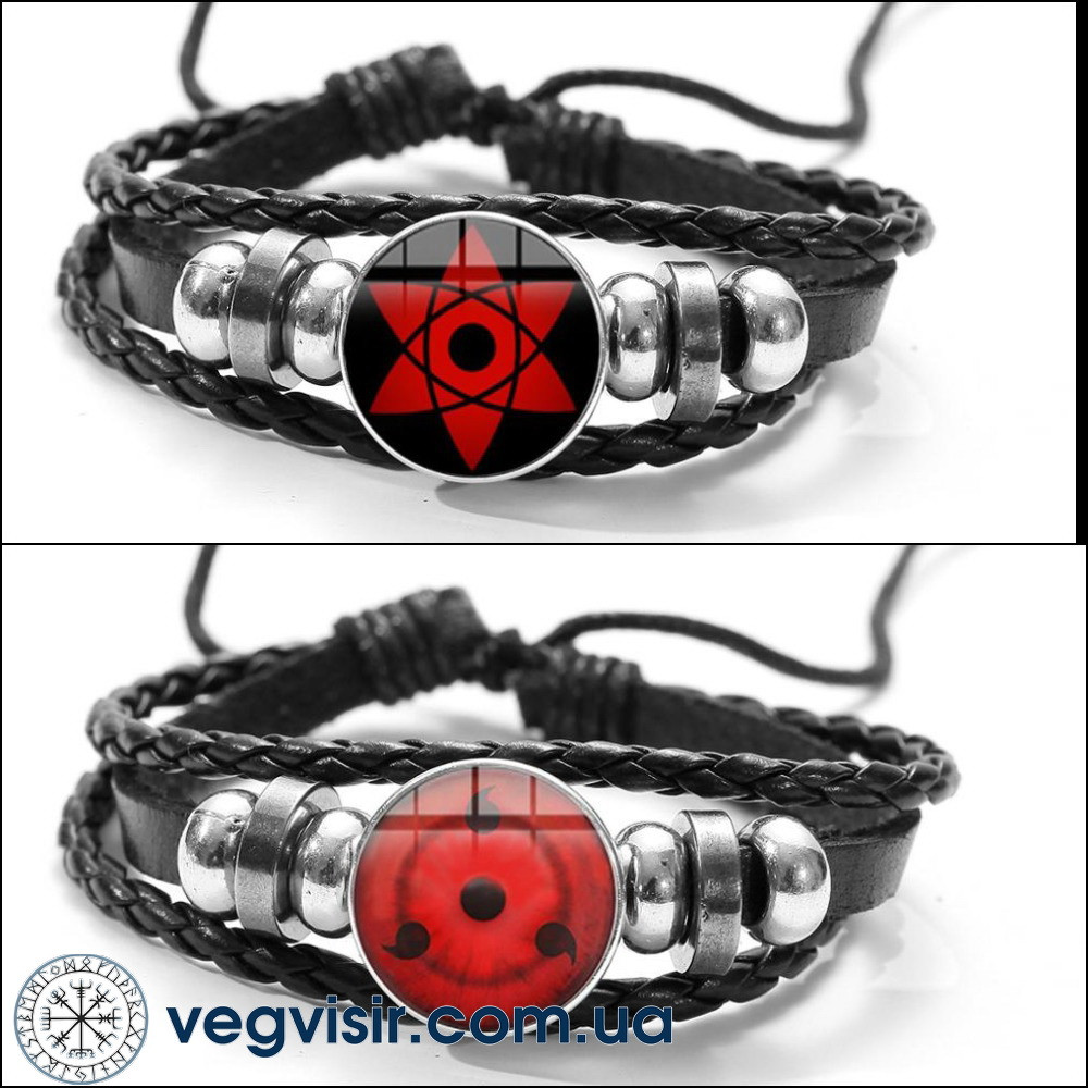 Шикарний шкіряний браслет шарингон Наруто Sharingan Shippuuden у формі квітки очей Аніме амулет талісман Naruto