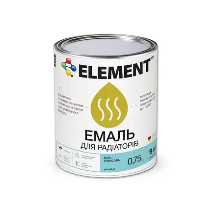 Акрилова емаль для радіаторів Element глянцева 0.75л, фото 1