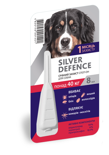 Срібний захист Silver Defense для собак вагою 40+ кг краплі від бліх та кліщів, 1 піпетка