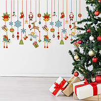 Новорічний декор для вікна Набір новорічна гірлянда (кулі на ниточках іграшки) матова 800х950 мм