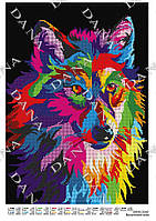 Схема для вышивки бисером Красочный волк