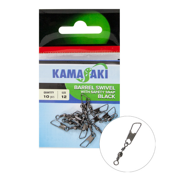 Карабін з вертлюгом Kamasaki Barrel Swivel W/Safety Snap №12 10шт.