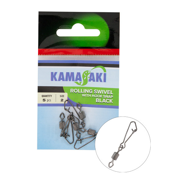 Карабін з вертлюгом американка Kamasaki Rolling Swivel №2 5шт.