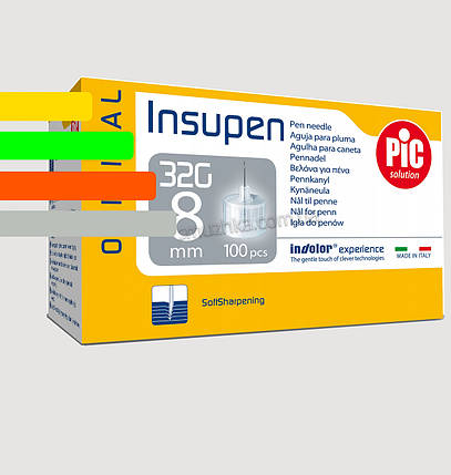 Голки Инсупен 8мм для шприц-ручок інсулінових - Insupen 32G, 100 шт., фото 1