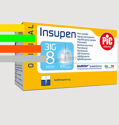 Голки Инсупен 8мм для шприц-ручок інсулінових - Insupen 31G, 100 шт., фото 2
