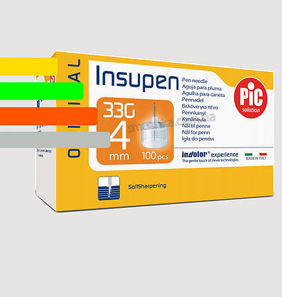 Голки Інсупен 4 мм для шприц-ручок інсулінових - Insupen 33G, 100 шт., фото 1