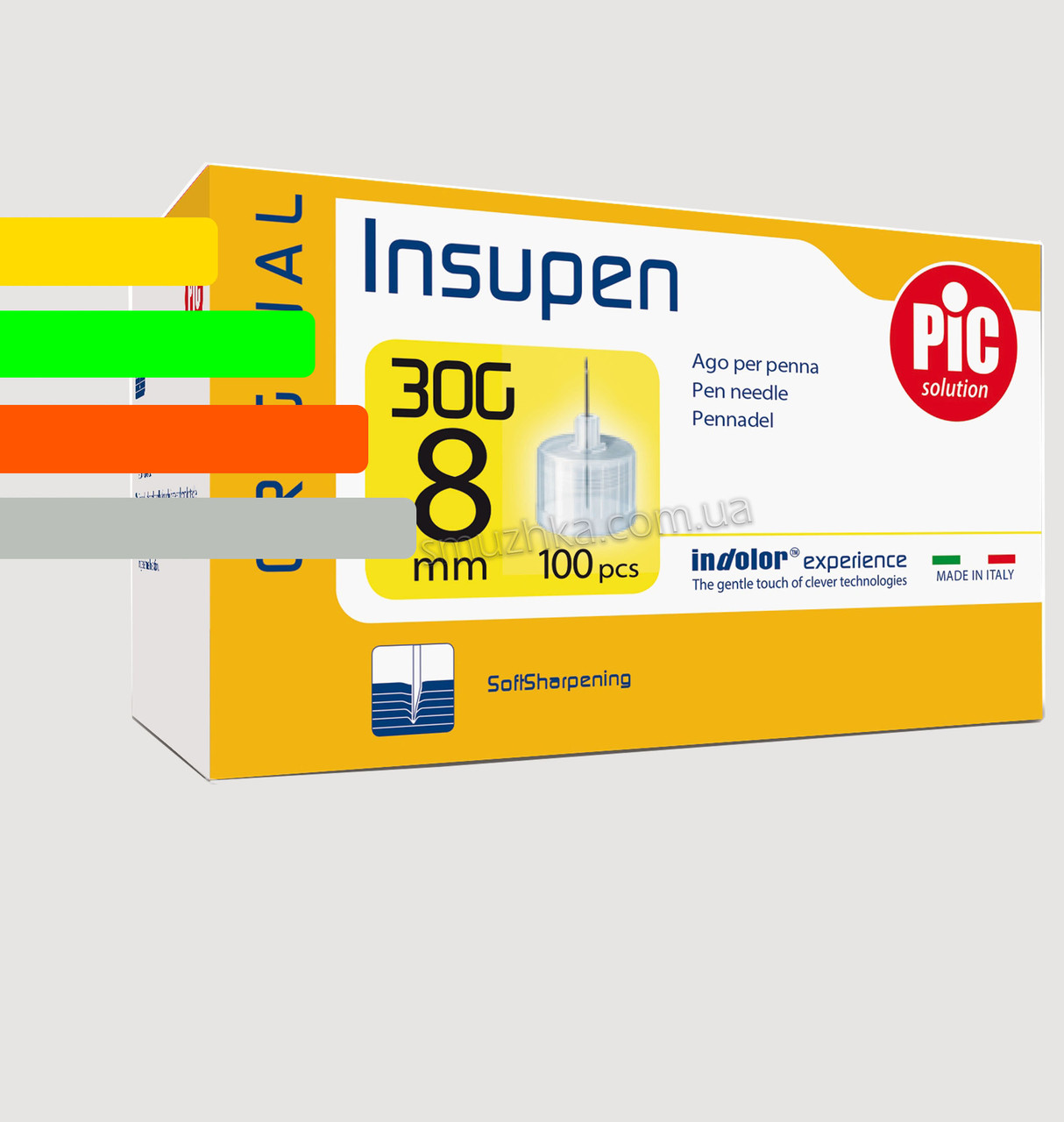 Голки Инсупен 8мм для шприц-ручок інсулінових - Insupen 30G, 100 шт.