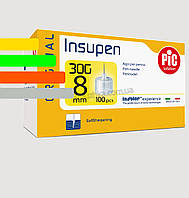 Иглы Инсупен 8мм для шприц-ручек инсулиновых - Insupen 30G, 100 шт.
