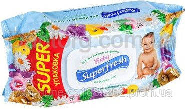 Дитячі вологі серветки Baby Super Fresh з клапаном, 120 шт.