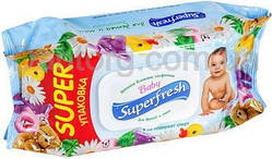 Дитячі вологі серветки Baby Super Fresh з клапаном, 120 шт.