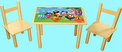 Дитячий набір столик і два кольорових стільчика Смішарики Арт. 066